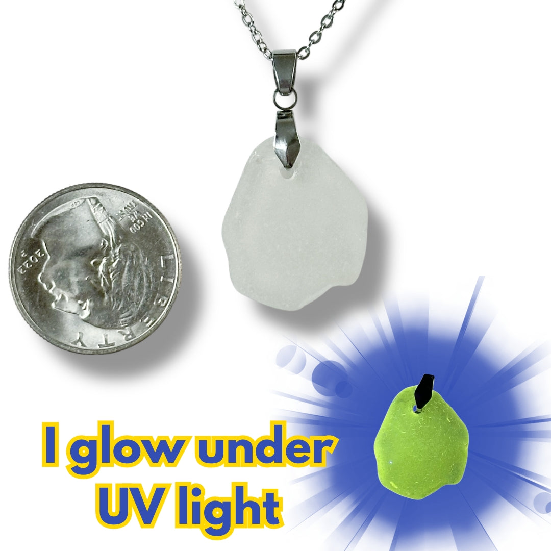 Glow Sea Glass Necklaces on silver chain