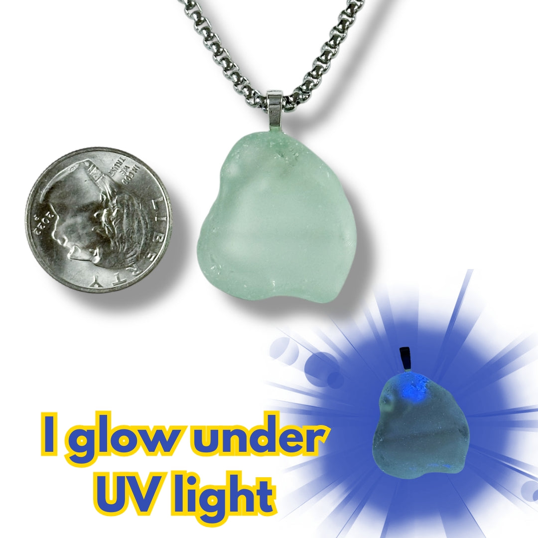Glow Sea Glass Necklaces on silver chain