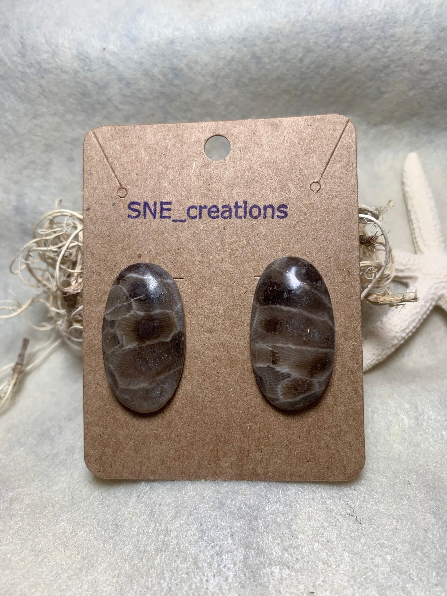 Petoskey stone stud earrings