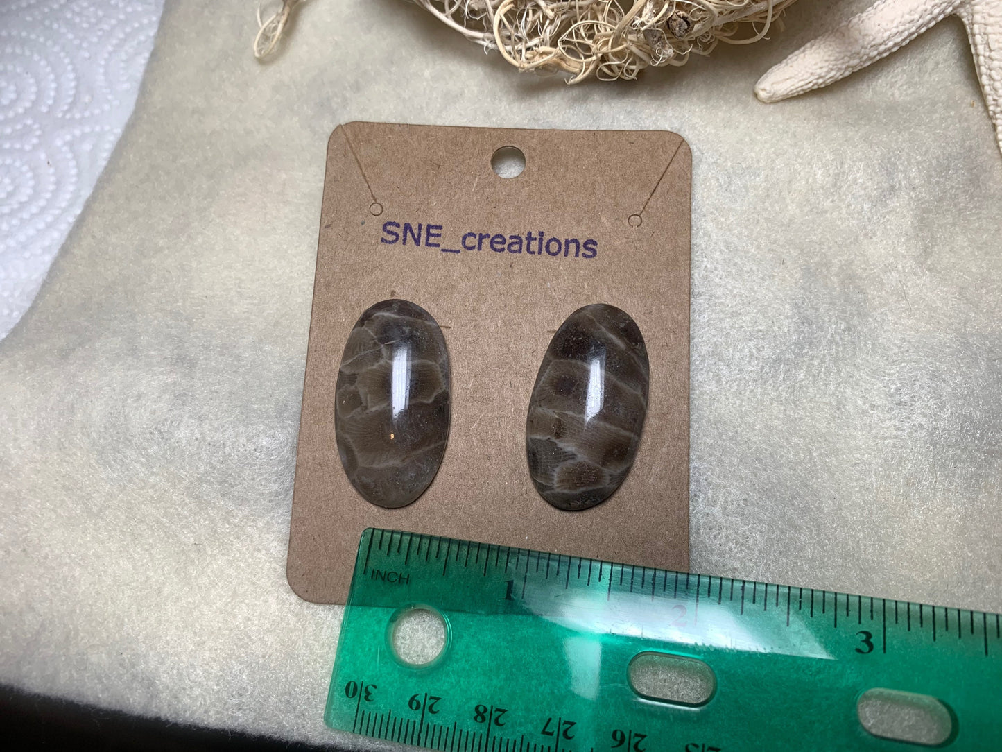 Petoskey stone stud earrings