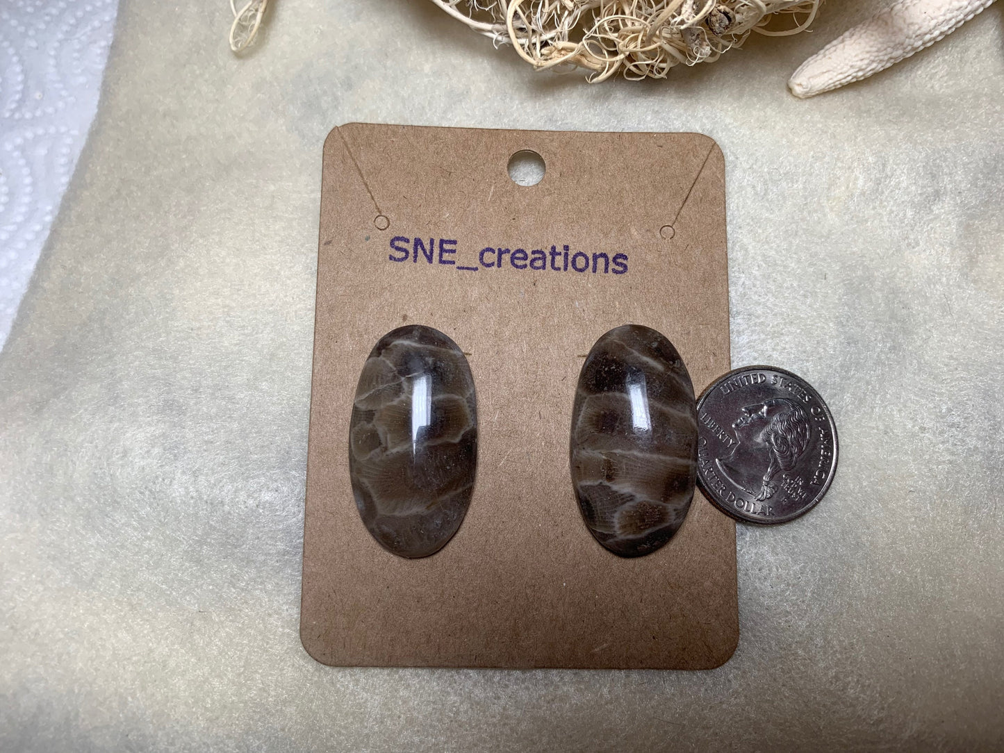 Petoskey stone stud earrings