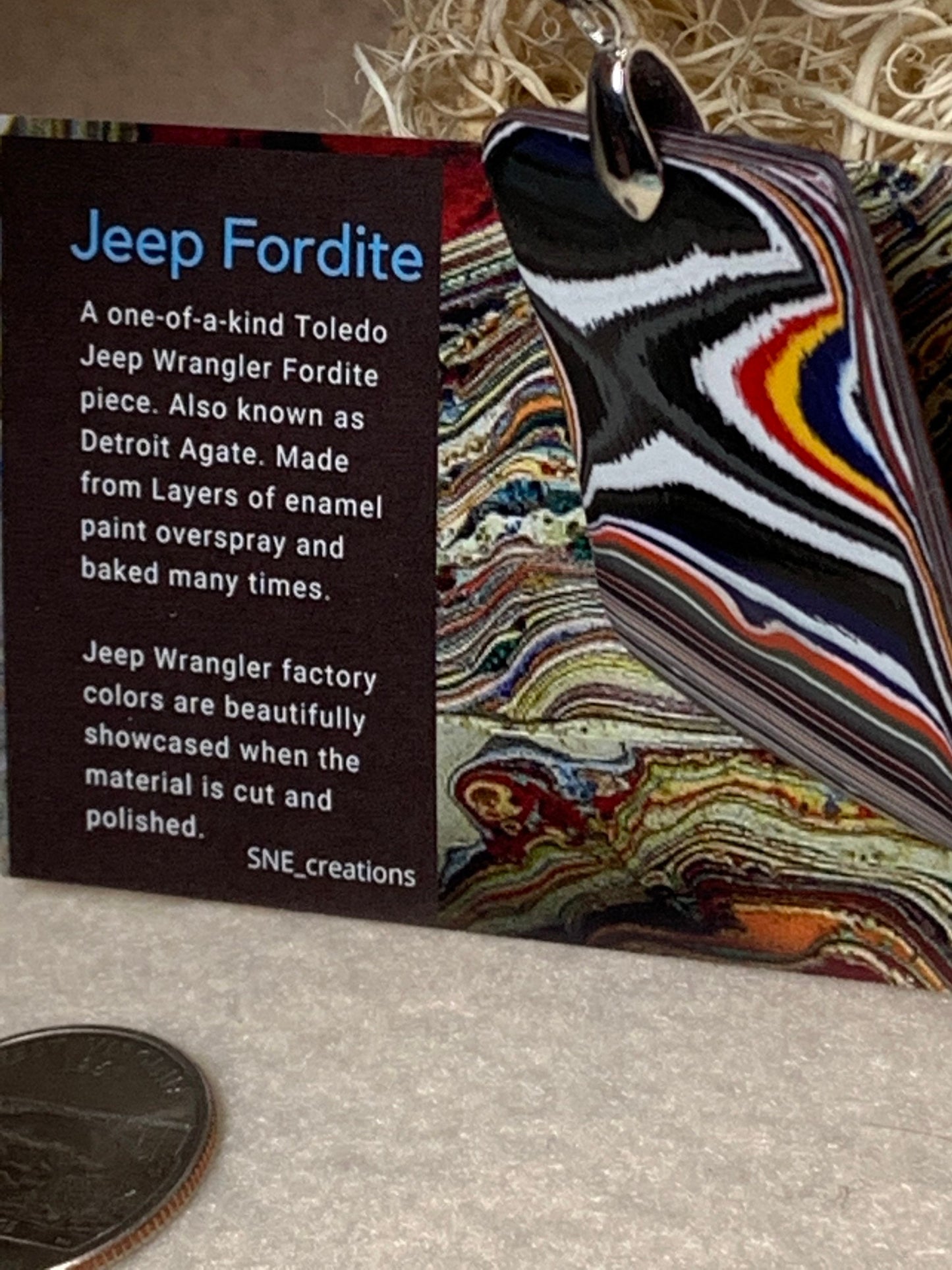 Toledo Jeep Wrangler Fordite reversible pendant