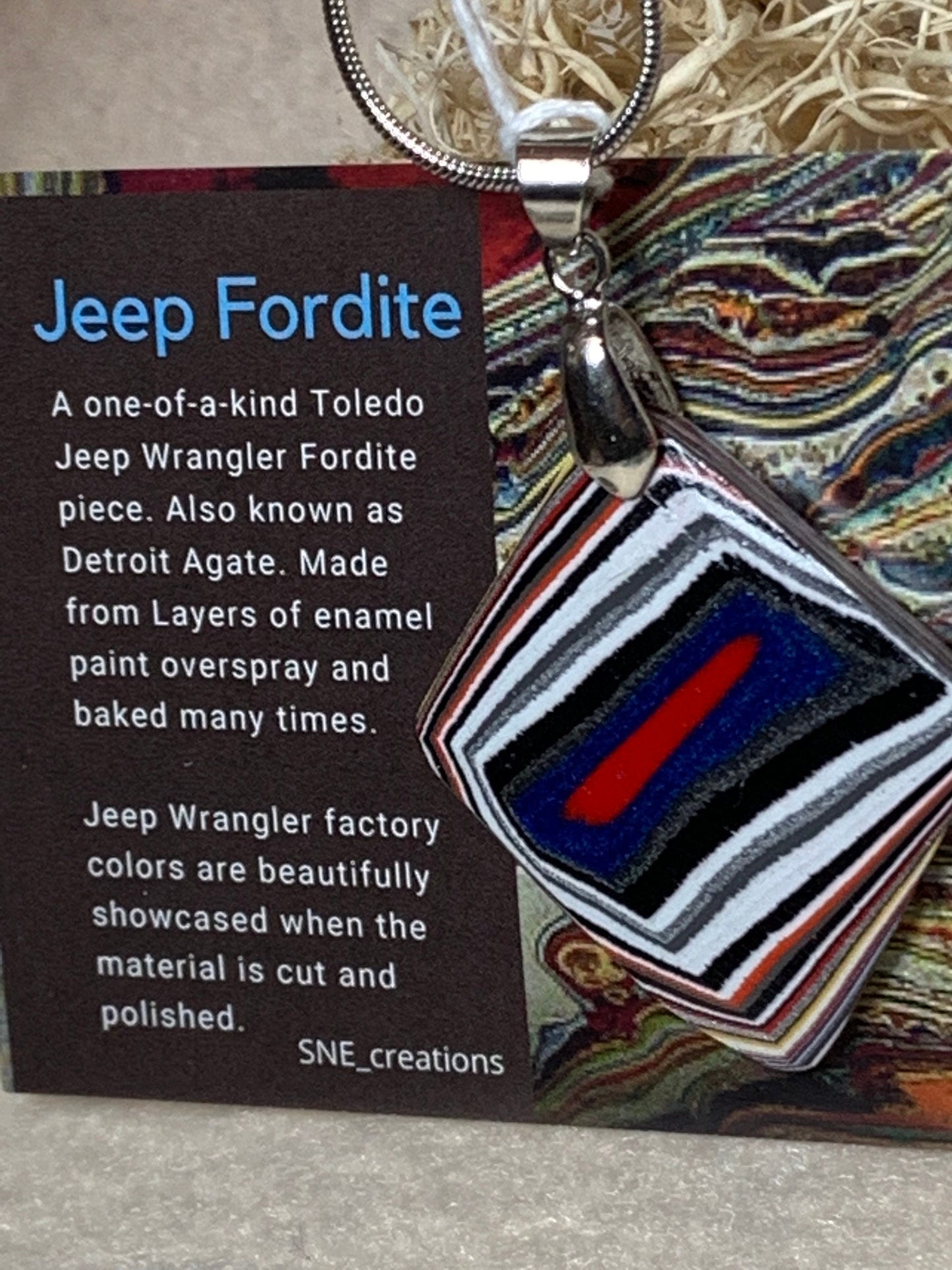 Toledo Jeep Wrangler Fordite reversible pendant